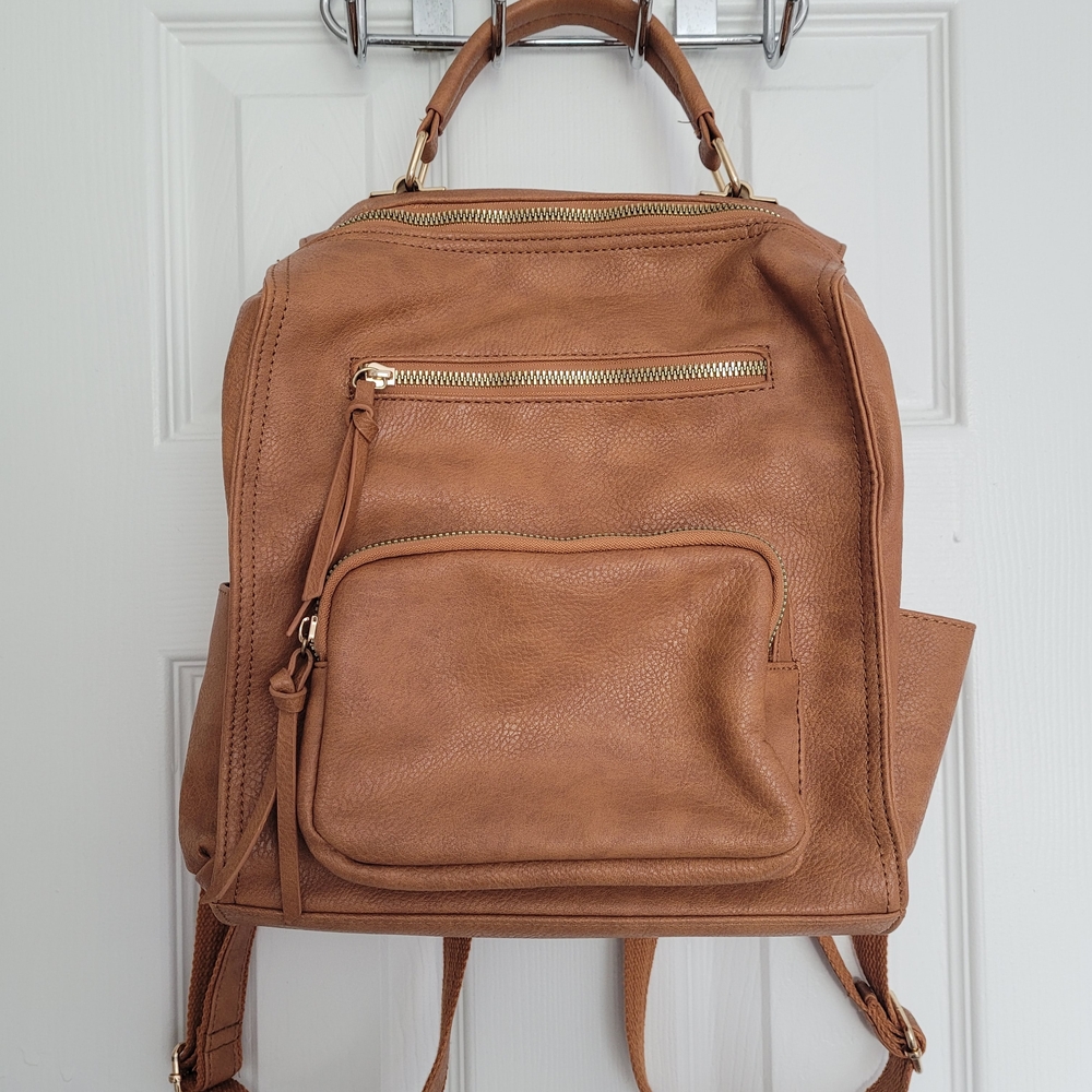 FREE SHIPPING Stylish Tan PU Leather Backpack